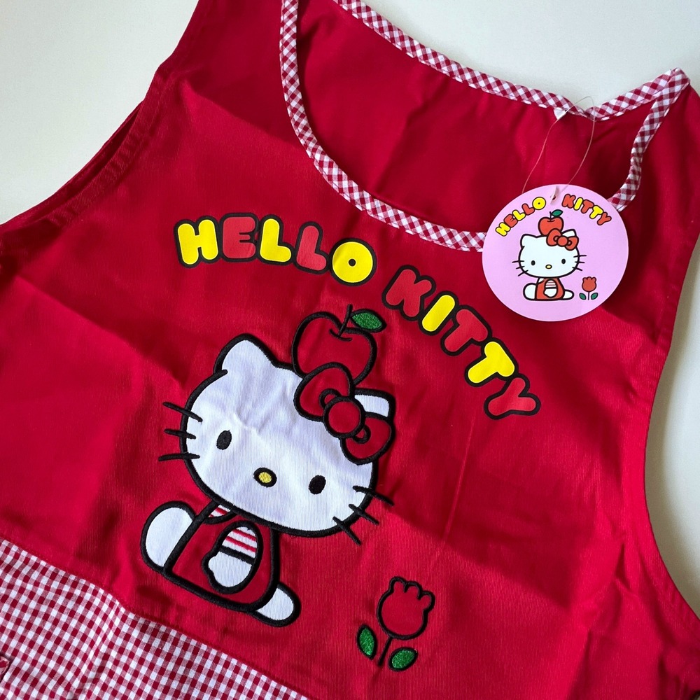 Sanrio Hello Kitty Red Gingham Smock Apron Tunic Japan Exclusive NWT M-L
